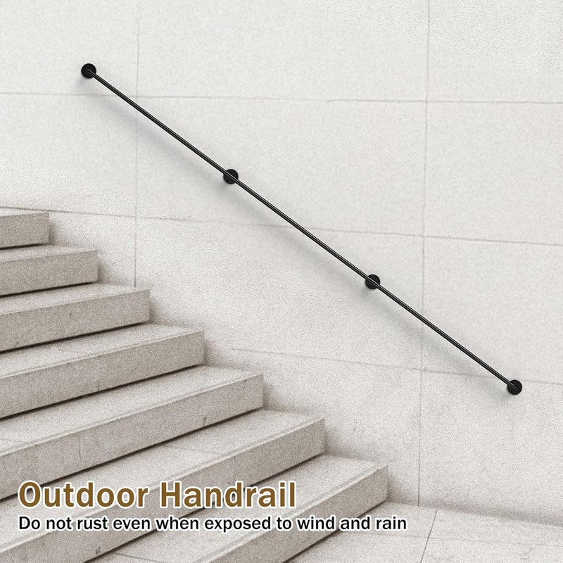 DAMEING 4FT Heavy Duty Stair Handrail, Galvanized Metal Pipe Hand Rail Kit, 440LB Capacity, Wall Mounted Stair Railing for Indoor/Outdoor Steps, Porch, DIY Safety Rail - Image 4